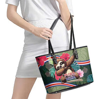 Costa Rica Leather Tote Bag Pura Vida Dabbing Sloth