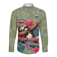 Costa Rica Long Sleeve Button Shirt Pura Vida Dabbing Sloth