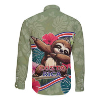 Costa Rica Long Sleeve Button Shirt Pura Vida Dabbing Sloth