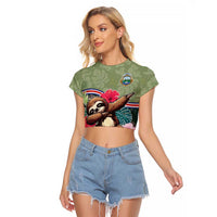 Costa Rica Raglan Cropped T Shirt Pura Vida Dabbing Sloth
