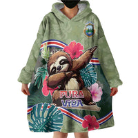 Costa Rica Wearable Blanket Hoodie Pura Vida Dabbing Sloth