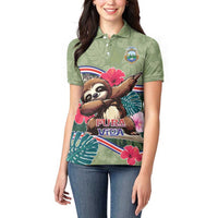 Costa Rica Women Polo Shirt Pura Vida Dabbing Sloth
