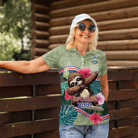 Costa Rica Women Polo Shirt Pura Vida Dabbing Sloth