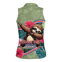 Costa Rica Women Sleeveless Polo Shirt Pura Vida Dabbing Sloth