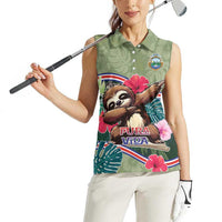 Costa Rica Women Sleeveless Polo Shirt Pura Vida Dabbing Sloth