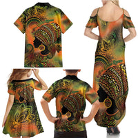 Black Women Family Matching Summer Maxi Dress and Hawaiian Shirt Afro Latina Queen - Wonder Print Shop