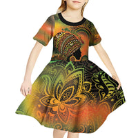 Black Women Kid Short Sleeve Dress Afro Latina Queen - Wonder Print Shop