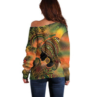 Black Women Off Shoulder Sweater Afro Latina Queen - Wonder Print Shop