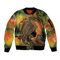 Black Women Sleeve Zip Bomber Jacket Afro Latina Queen - Wonder Print Shop