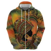 Black Women Zip Hoodie Afro Latina Queen - Wonder Print Shop