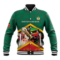 Personalized Saint Kitts and Nevis Baseball Jacket Pelican With Poinciana Flowers - Wonder Print Shop