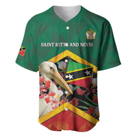 Personalized Saint Kitts and Nevis Baseball Jersey Pelican With Poinciana Flowers - Wonder Print Shop
