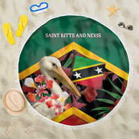 Saint Kitts and Nevis Beach Blanket Pelican With Poinciana Flowers - Wonder Print Shop