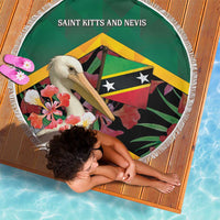Saint Kitts and Nevis Beach Blanket Pelican With Poinciana Flowers - Wonder Print Shop