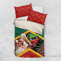 Saint Kitts and Nevis Bedding Set Pelican With Poinciana Flowers - Wonder Print Shop