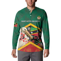 Personalized Saint Kitts and Nevis Button Sweatshirt Pelican With Poinciana Flowers - Wonder Print Shop