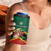 Personalized Saint Kitts and Nevis 4 in 1 Can Cooler Tumbler Pelican With Poinciana Flowers - Wonder Print Shop