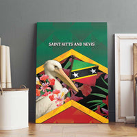 Saint Kitts and Nevis Canvas Wall Art Pelican With Poinciana Flowers - Wonder Print Shop