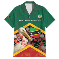 Personalized Saint Kitts and Nevis Family Matching Off The Shoulder Long Sleeve Dress and Hawaiian Shirt Pelican With Poinciana Flowers - Wonder Print Shop