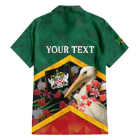 Personalized Saint Kitts and Nevis Family Matching Off The Shoulder Long Sleeve Dress and Hawaiian Shirt Pelican With Poinciana Flowers - Wonder Print Shop