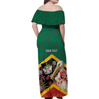 Personalized Saint Kitts and Nevis Family Matching Off Shoulder Maxi Dress and Hawaiian Shirt Pelican With Poinciana Flowers - Wonder Print Shop