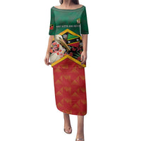 Personalized Saint Kitts and Nevis Family Matching Puletasi and Hawaiian Shirt Pelican With Poinciana Flowers - Wonder Print Shop