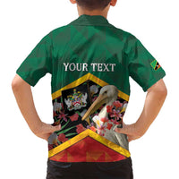 Personalized Saint Kitts and Nevis Family Matching Tank Maxi Dress and Hawaiian Shirt Pelican With Poinciana Flowers - Wonder Print Shop