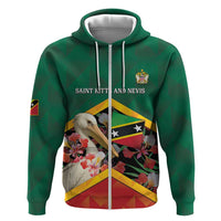 Personalized Saint Kitts and Nevis Hoodie Pelican With Poinciana Flowers - Wonder Print Shop