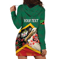Personalized Saint Kitts and Nevis Hoodie Dress Pelican With Poinciana Flowers - Wonder Print Shop