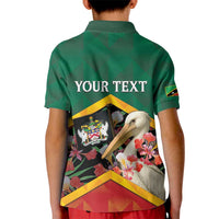 Personalized Saint Kitts and Nevis Kid Polo Shirt Pelican With Poinciana Flowers - Wonder Print Shop