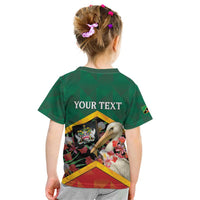 Personalized Saint Kitts and Nevis Kid T Shirt Pelican With Poinciana Flowers - Wonder Print Shop