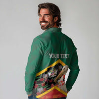 Personalized Saint Kitts and Nevis Long Sleeve Polo Shirt Pelican With Poinciana Flowers - Wonder Print Shop