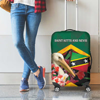 Saint Kitts and Nevis Luggage Cover Pelican With Poinciana Flowers - Wonder Print Shop
