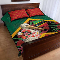 Saint Kitts and Nevis Quilt Bed Set Pelican With Poinciana Flowers - Wonder Print Shop
