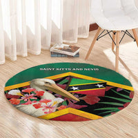 Saint Kitts and Nevis Round Carpet Pelican With Poinciana Flowers - Wonder Print Shop