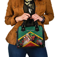 Saint Kitts and Nevis Shoulder Handbag Pelican With Poinciana Flowers - Wonder Print Shop