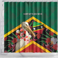 Saint Kitts and Nevis Shower Curtain Pelican With Poinciana Flowers - Wonder Print Shop