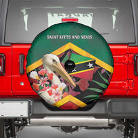 Saint Kitts and Nevis Spare Tire Cover Pelican With Poinciana Flowers - Wonder Print Shop