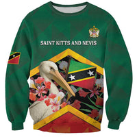 Personalized Saint Kitts and Nevis Sweatshirt Pelican With Poinciana Flowers - Wonder Print Shop