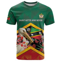 Personalized Saint Kitts and Nevis T Shirt Pelican With Poinciana Flowers - Wonder Print Shop