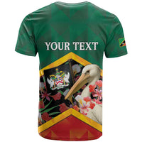 Personalized Saint Kitts and Nevis T Shirt Pelican With Poinciana Flowers - Wonder Print Shop