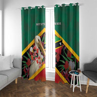 Saint Kitts and Nevis Window Curtain Pelican With Poinciana Flowers - Wonder Print Shop