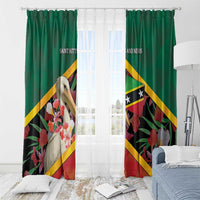 Saint Kitts and Nevis Window Curtain Pelican With Poinciana Flowers - Wonder Print Shop