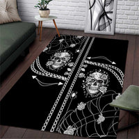 Western Gothic Yoke Area Rug Skull Rose With Spider - Wonder Print Shop