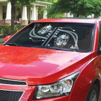 Western Gothic Yoke Auto Sun Shade Skull Rose With Spider - Wonder Print Shop