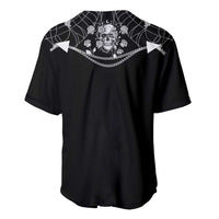 Western Gothic Yoke Baseball Jersey Skull Rose With Spider - Wonder Print Shop