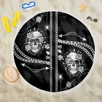 Western Gothic Yoke Beach Blanket Skull Rose With Spider - Wonder Print Shop