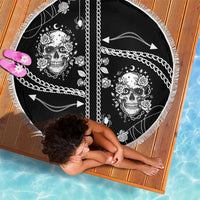 Western Gothic Yoke Beach Blanket Skull Rose With Spider - Wonder Print Shop