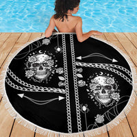 Western Gothic Yoke Beach Blanket Skull Rose With Spider - Wonder Print Shop