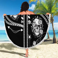 Western Gothic Yoke Beach Blanket Skull Rose With Spider - Wonder Print Shop
